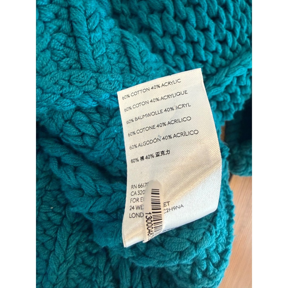 Free People My Only Sunshine Oversized Chunky Knit Sweater Teal Blue Medium - Picture 6 of 8